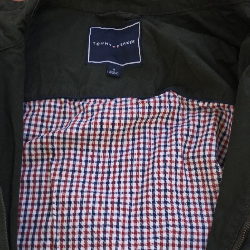 Tommy Hilfiger Men's Black Jacket with Checkered Lining